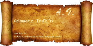 Adametz Irén névjegykártya